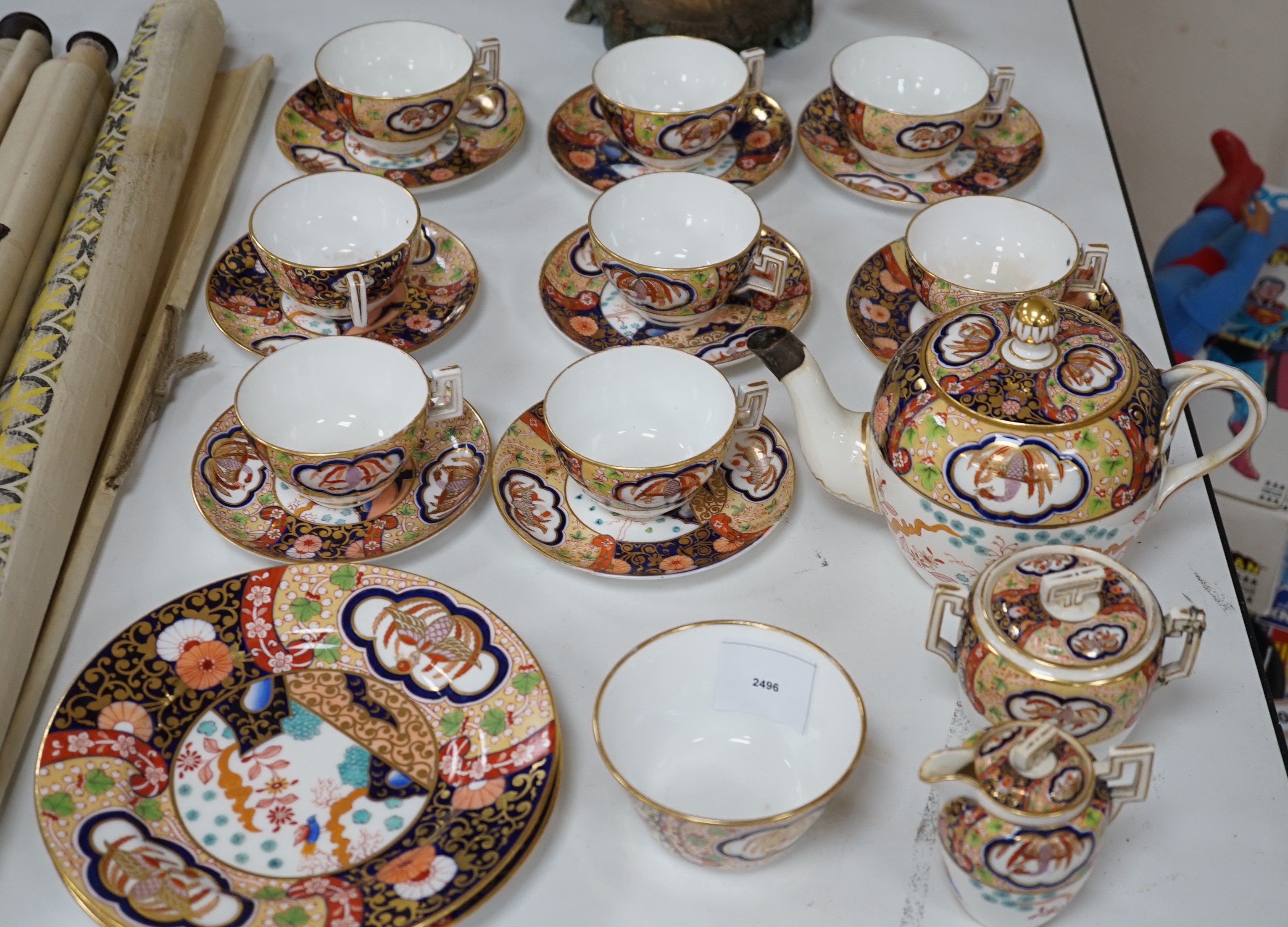 A Copeland Imari ho-ho bird pattern tea set